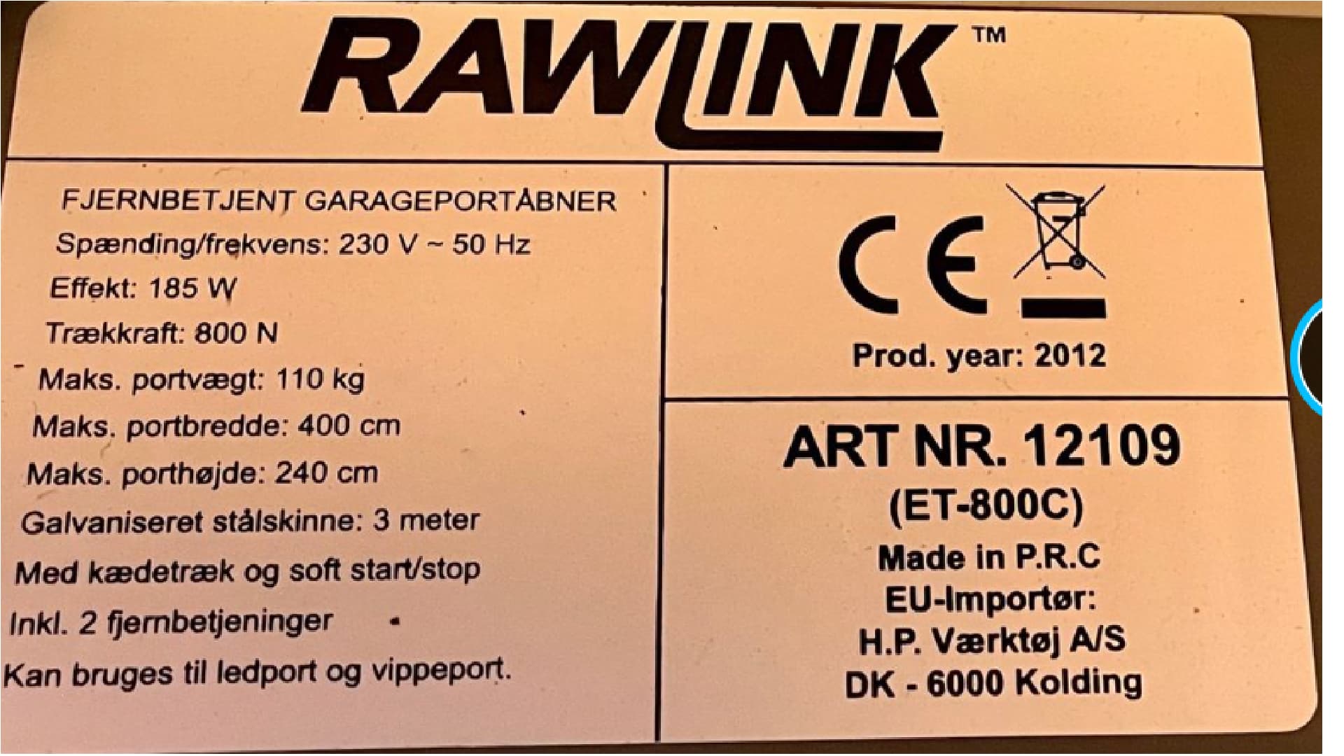 Rawlink Garage Door - Sub-GHz - Flipper Zero Community